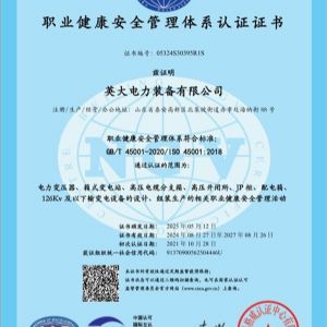 職業(yè)健康安全管理體系認(rèn)證證書(shū)